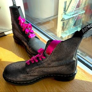 Pebbled Silver Leather Doc Marten Boots